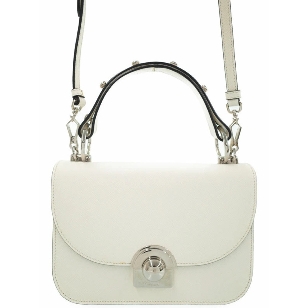 Prada Saffiano Cuir Arcade bag white leather